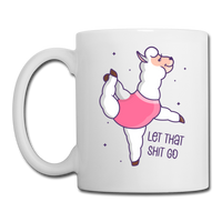 Let That Shit Go Llama Yoga Coffee/Tea Mug - white