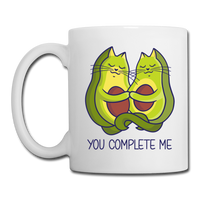 You Complete Me Avocado Cats Coffee or Tea Mug - white