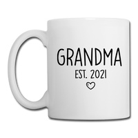 Grandma Est 2021 Coffee or Tea Mug with Heart - white