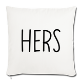 Hers Minimalist Throw Pillow Cover 18” x 18” - natural white