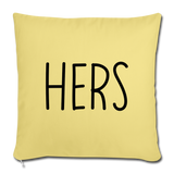 Hers Minimalist Throw Pillow Cover 18” x 18” - washed yellow