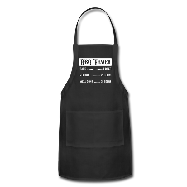 BBQ Timer Adjustable Apron with Pockets for Men and Women - black