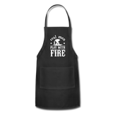 Real Men Play with Fire Adjustable Apron with Pockets for Men - black