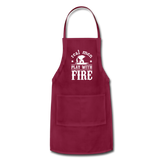 Real Men Play with Fire Adjustable Apron with Pockets for Men - burgundy