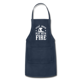 Real Men Play with Fire Adjustable Apron with Pockets for Men - navy