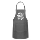 If You Can't Stand the Heat Go Get Me a Beer Adjustable Apron with Pockets - charcoal