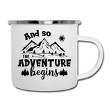 And So the Adventure Begins Camping Mug - white