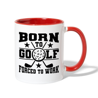 Born to Golf Forced to Work Contrast Coffee Mug - white/red