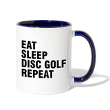 Eat Sleep Disc Golf Repeat Contrast Coffee Mug - white/cobalt blue