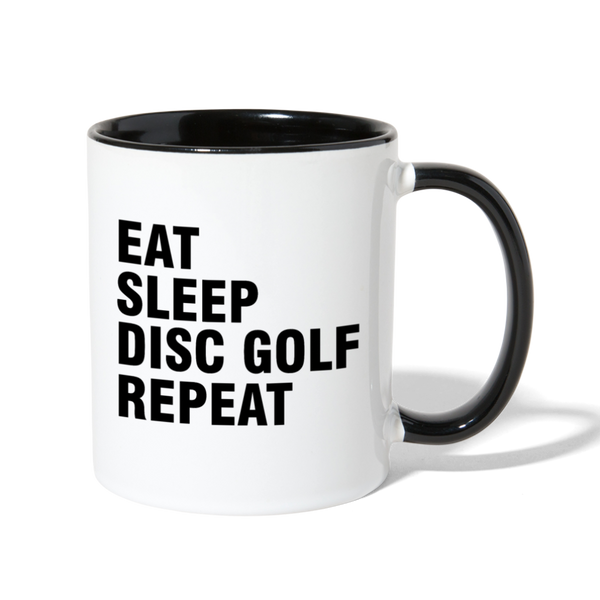 Eat Sleep Disc Golf Repeat Contrast Coffee Mug - white/black