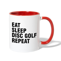 Eat Sleep Disc Golf Repeat Contrast Coffee Mug - white/red