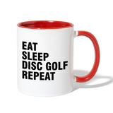 Eat Sleep Disc Golf Repeat Contrast Coffee Mug - white/red