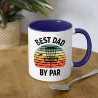 Best Dad By Par Disc Golf Contrast Coffee Mug - white/cobalt blue