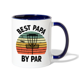 Best Papa By Par Disc Golf Contrast Coffee Mug - white/cobalt blue