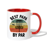 Best Papa By Par Disc Golf Contrast Coffee Mug - white/red