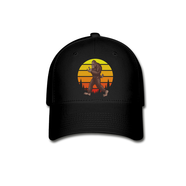 Bigfoot Rocker Retro Sunset Baseball Cap - black