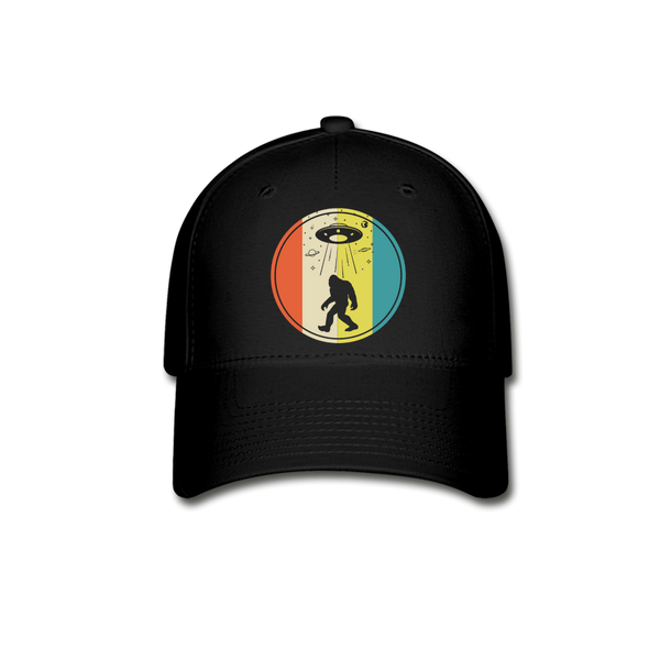 Bigfoot Sasquatch UFO Retro Baseball Cap - black