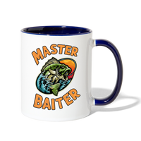 Master Baiter Funny Fishing Contrast Coffee Mug - white/cobalt blue