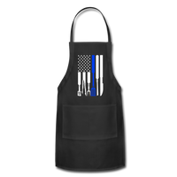 American Flag Grilling Tools Thin Blue Line Police Support Adjustable Apron - black