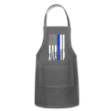 American Flag Grilling Tools Thin Blue Line Police Support Adjustable Apron - charcoal