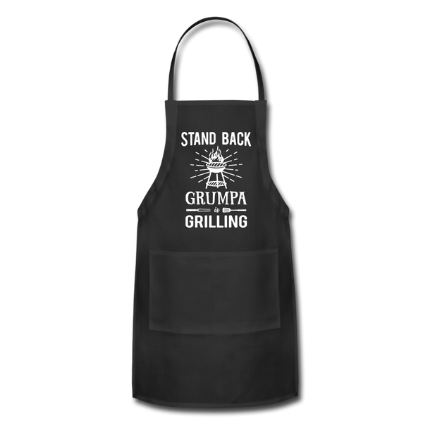Stand Back Grumpa Is Grilling Adjustable Apron - black