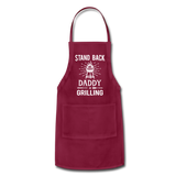 Stand Back Daddy Is Grilling Adjustable Apron - burgundy