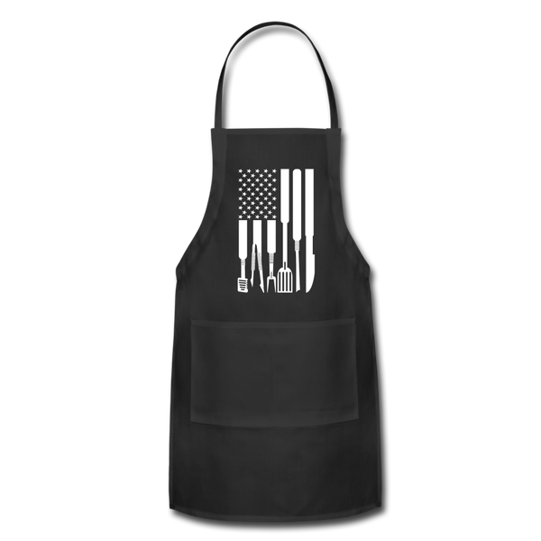 White American Flag Grilling Tools Adjustable Apron - black