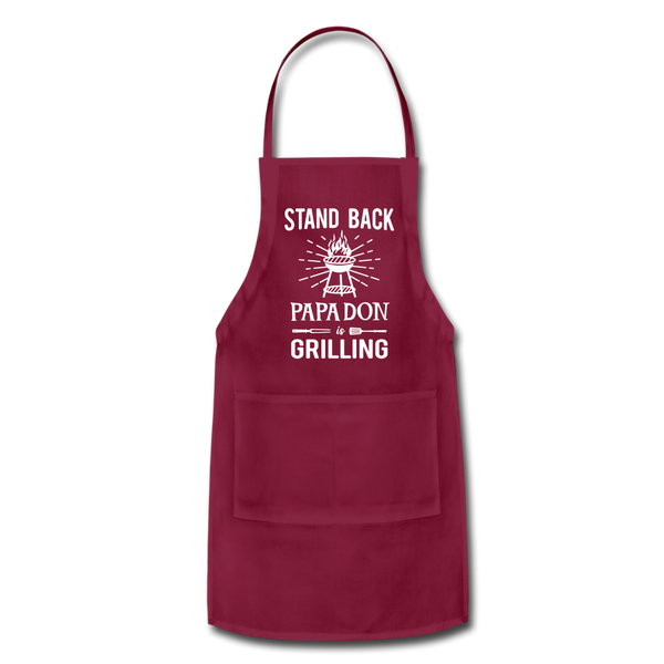 Stand Back Papa Don Is Grilling Adjustable Apron - burgundy