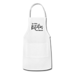 In This Kitchen We Dance Adjustable Apron - white