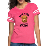 Just a Girl Who Loves Goldens Women’s Vintage Sport T-Shirt - vintage pink/white