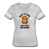 Just a Girl Who Loves Goldens Women’s Vintage Sport T-Shirt - heather gray/white