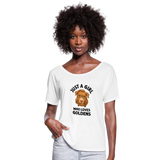 Just a Girl Who Loves Goldens Women’s Flowy T-Shirt - white