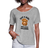 Just a Girl Who Loves Goldens Women’s Flowy T-Shirt - heather grey