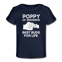 Poppy and Grandson Best Buds for Life Organic Baby T-Shirt - dark navy