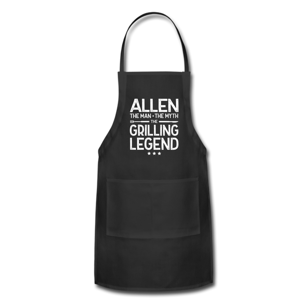 Allen the Man the Myth the Grilling Legend Adjustable Apron - black