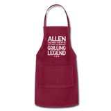 Allen the Man the Myth the Grilling Legend Adjustable Apron - burgundy