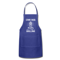 Stand Back Pops Is Grilling Adjustable Apron - royal blue