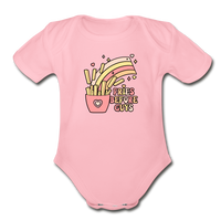 Fries Before Guys Organic Short Sleeve Baby Bodysuit - light pink