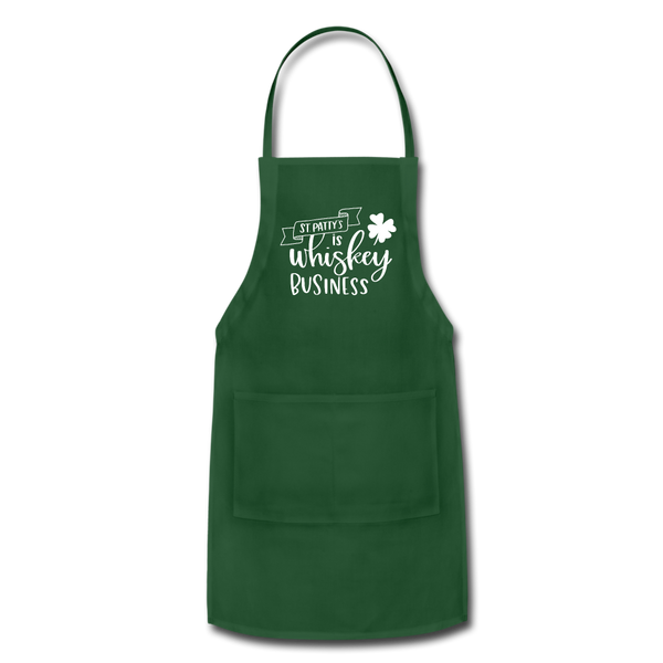 St. Patty's Is Whiskey Business Adjustable Apron - forest green
