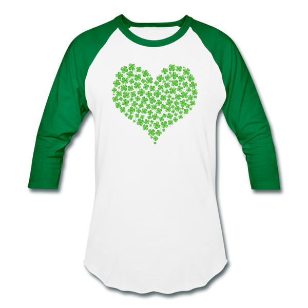 Shamrock Heart Baseball T-Shirt - white/kelly green