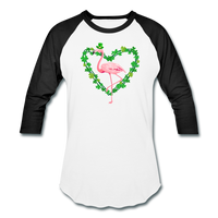 Flamingo Shamrock St. Patrick's Day Baseball T-Shirt - white/black