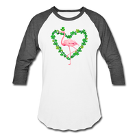 Flamingo Shamrock St. Patrick's Day Baseball T-Shirt - white/charcoal