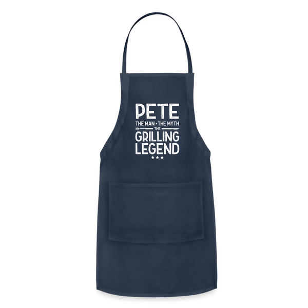 Pete the Man the Myth the Grilling Legend Adjustable Apron - navy