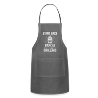 Stand Back Papou Is Grilling Adjustable Apron - charcoal