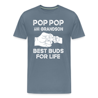 Pop Pop and Grandson Best Buds for Life Men's Premium T-Shirt - steel blue