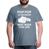 Pop Pop and Grandson Best Buds for Life Men's Premium T-Shirt - steel blue