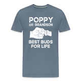 Poppy and Grandson Best Buds for Life Men's Premium T-Shirt - steel blue