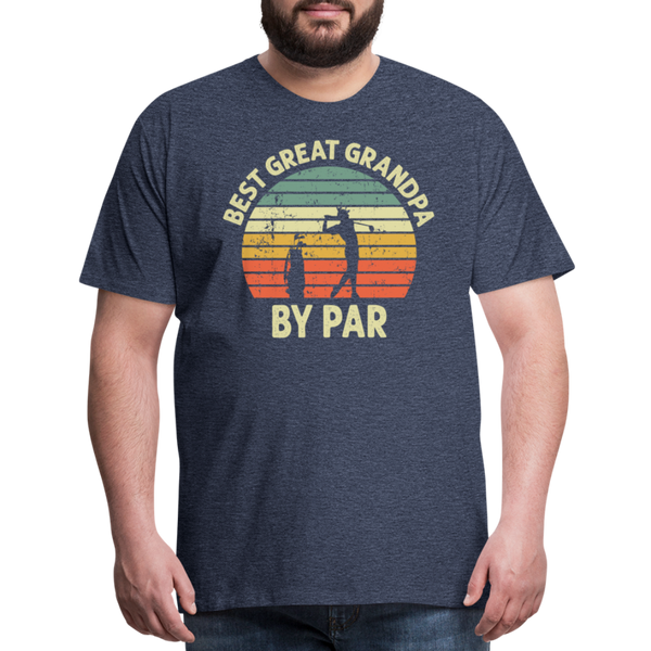 Best Great Grandpa By Par Men's Premium T-Shirt - heather blue