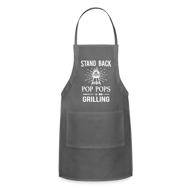 Stand Back Pop Pops Is Grilling Adjustable Apron - charcoal