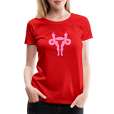 Uterus Middle Finger Women’s Premium T-Shirt - red